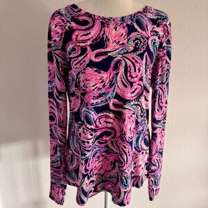 Lilly Pulitzer Flock To The Top Lizbeth Pullover Tee Luxletic Sorona Size Large